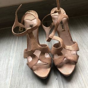 Miu Miu t-strap nude stingray platform heels, 38.5